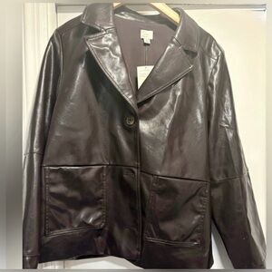 Dark Brown Spring Faux Leather Jacket. Brand New With Tags. Size XL